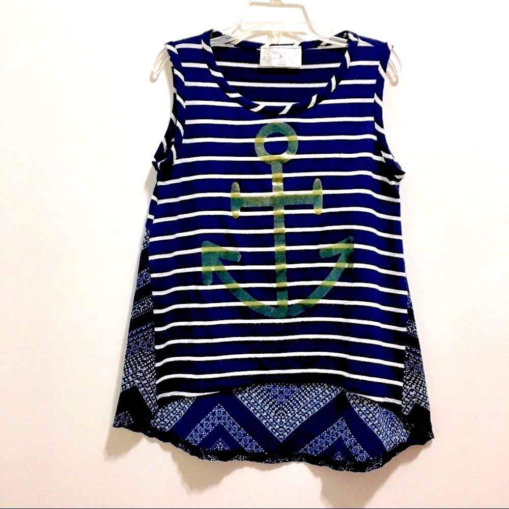 Pony Tails Girl’s Sleeveless Top with Anchor